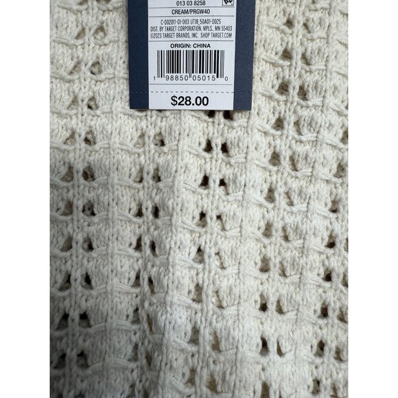UNIVERSAL THREAD SWEATER OPENWORK KNIT CREAM V-NECK PULLOVER SIZE M NEUTRAL NWT - Picture 5 of 8